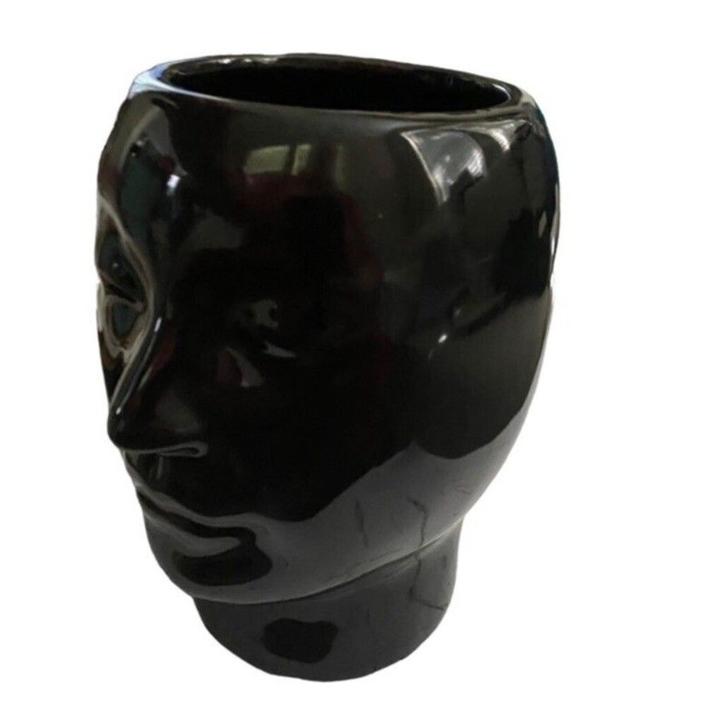 Black Porcelain Head Vase Desk Size